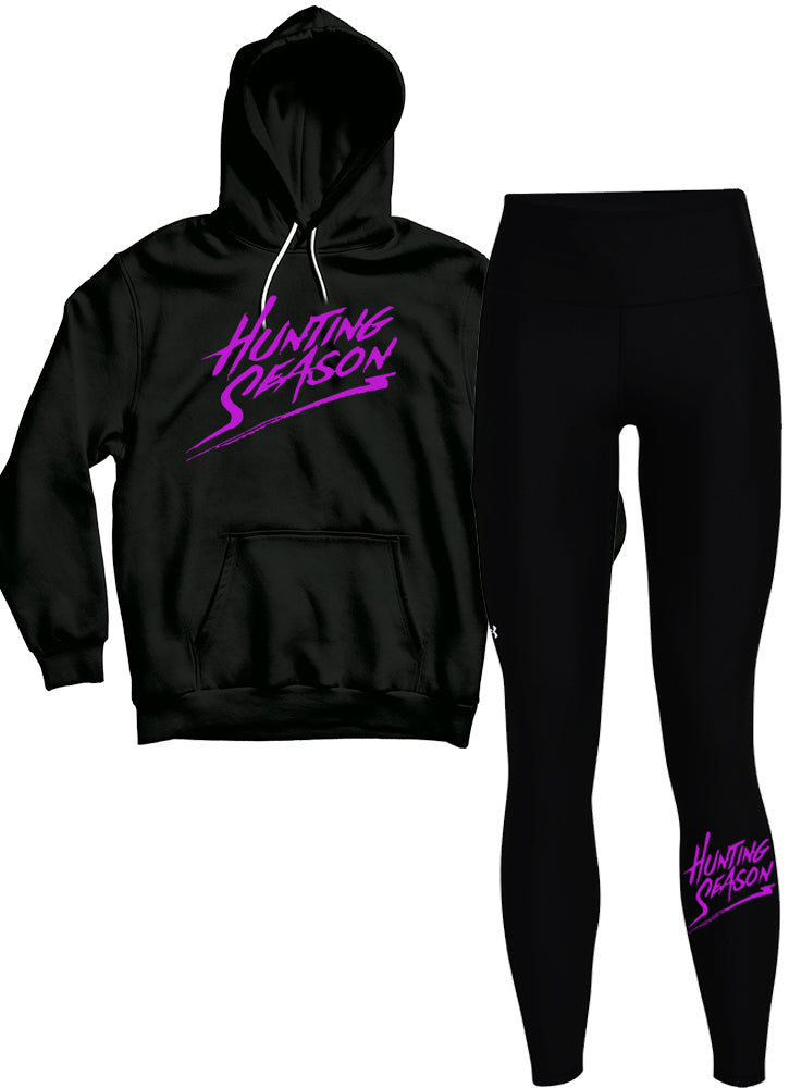 Ladies Relaxed Sweatsuit Yoga Pants Black Purple