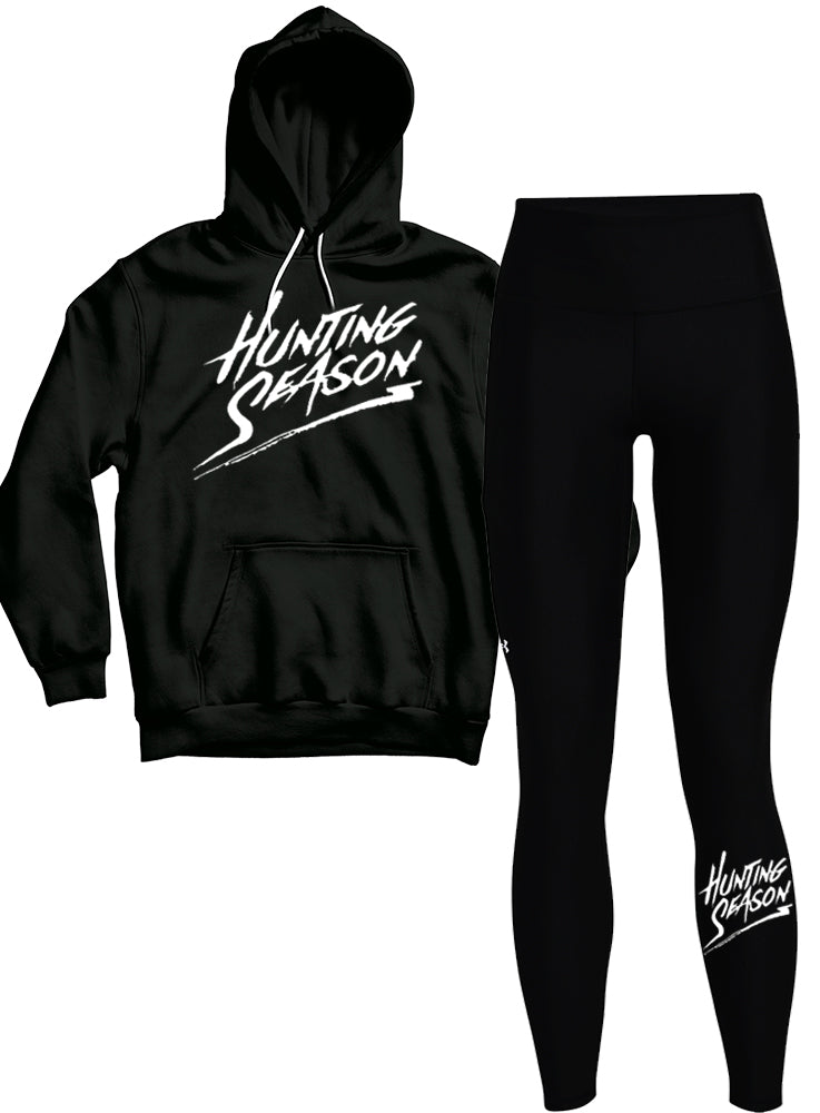 Ladies Relaxed Sweatsuit Yoga Pants Black White