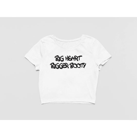 Big Heart Bigger Booty crop T shirt white / Blk