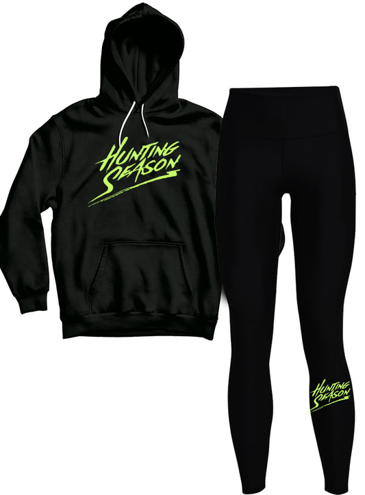 Ladies Relaxed Sweatsuit Yoga Pants Black Green